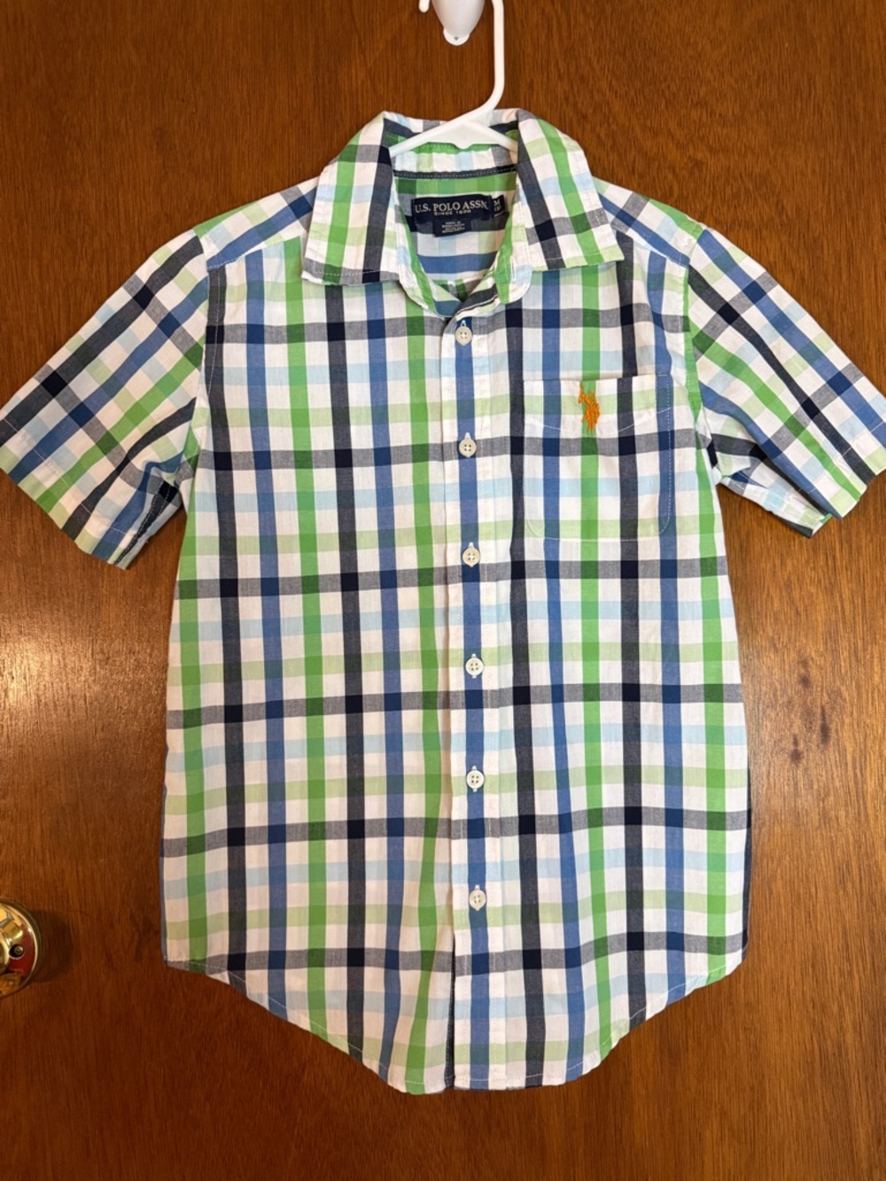 U.S. Polo Assn. Blue, Green & White Plaid Short-Sleeve Button-Down Shirt